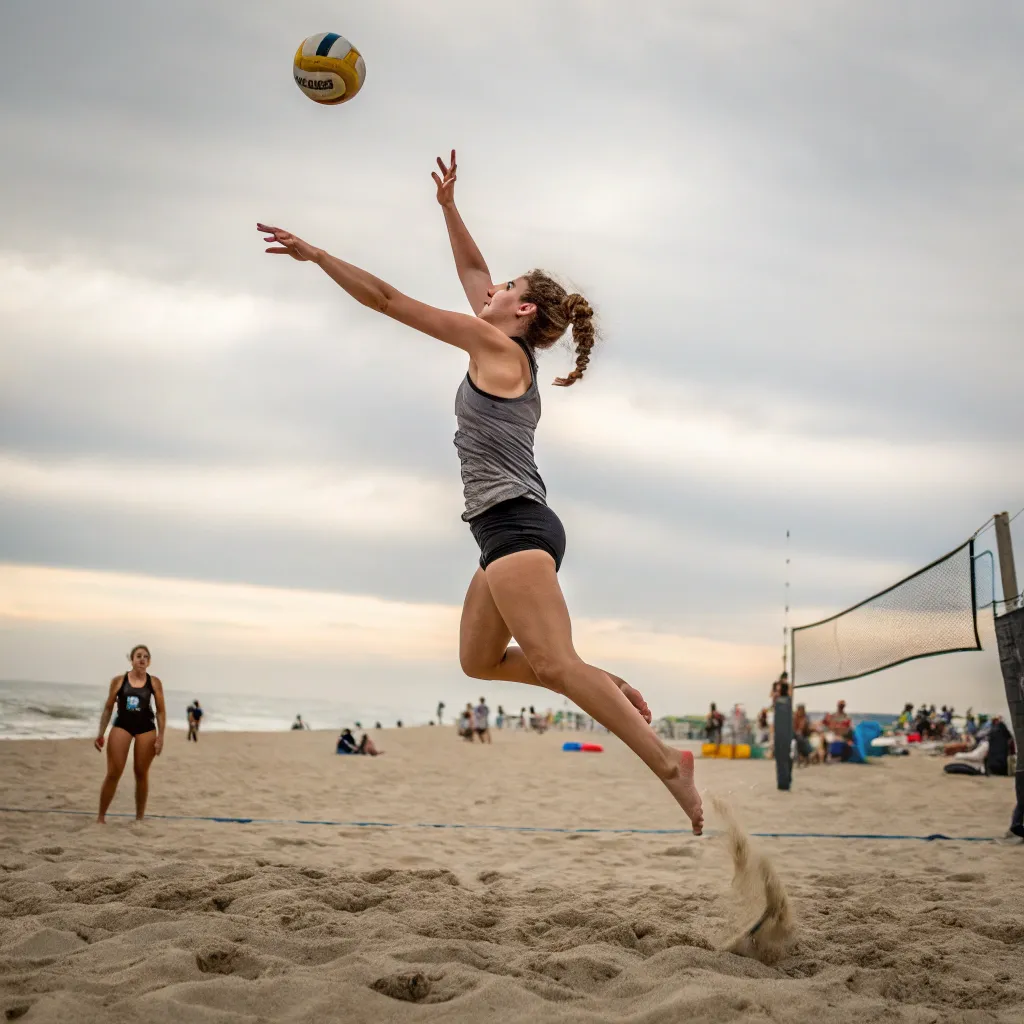Natalie playing volleyball